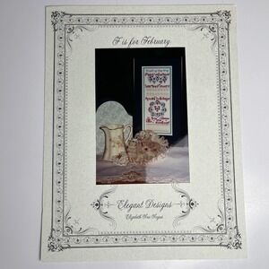 VTG Elegant Designs F is‎ for February Cross Stitch Pattern Chart